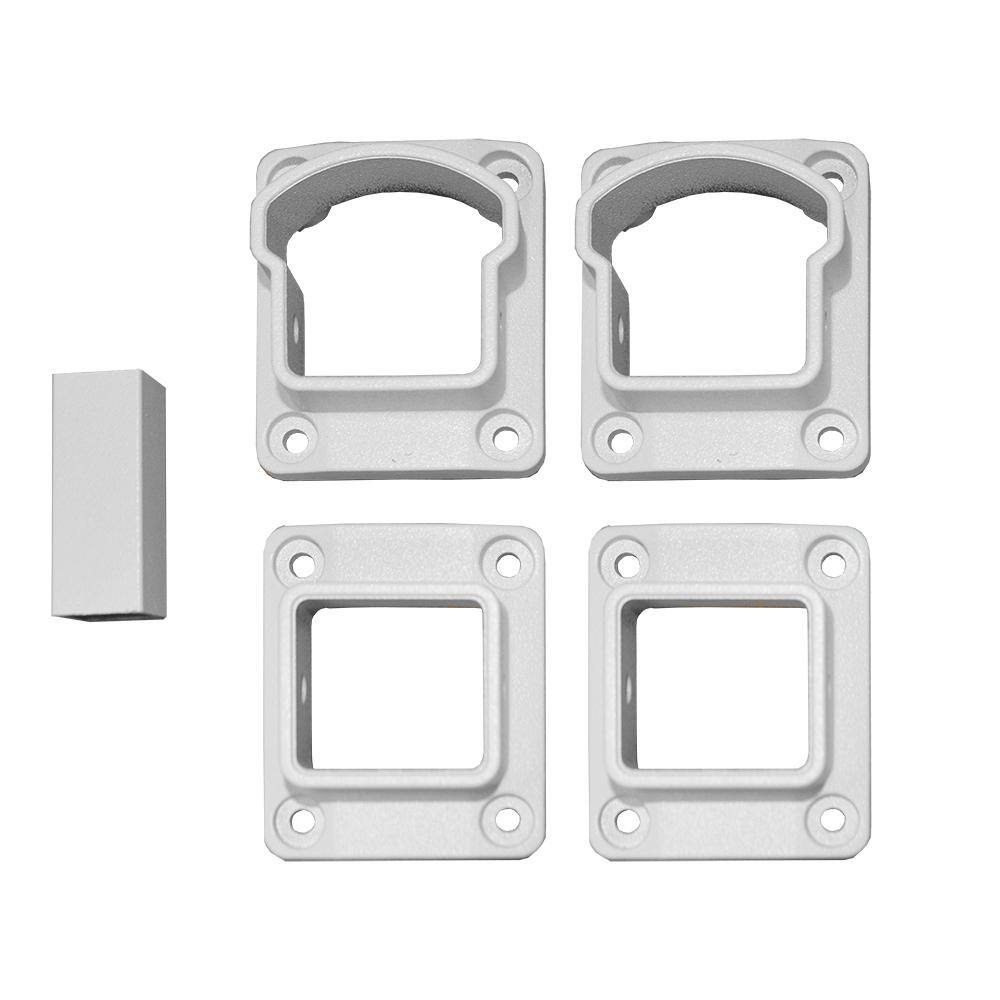 Weatherables Stanford Textured White Aluminum Straight Railing Bracket Kit (4-Piece) AWAL-STRGHTKIT-BRD