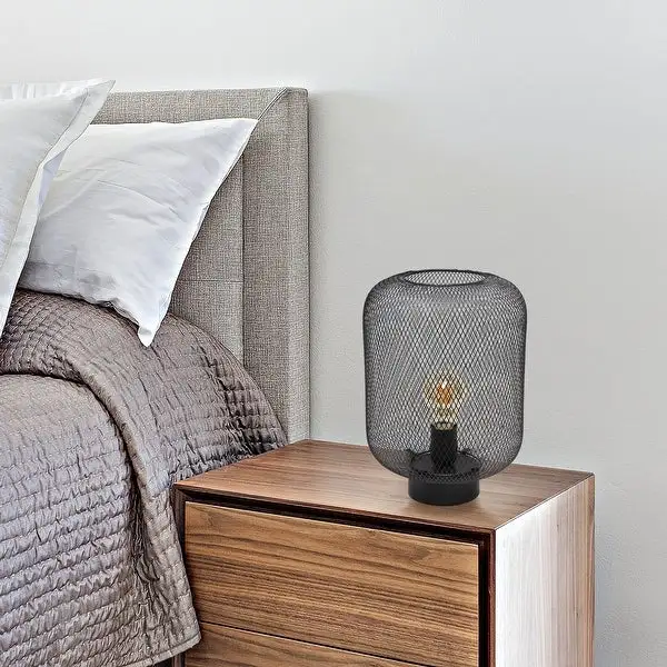 Simple Designs Metal Mesh Industrial Table Lamp - 8.5