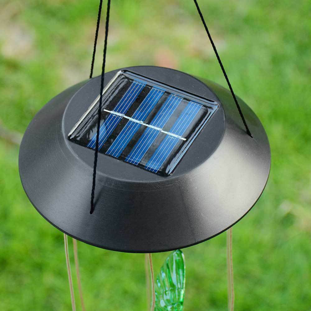 Solar Changing Color Hummingbird Wind Chime， LINKPAL Solar Powered LED Hanging Lamp Windchime Light for Outdoor Indoor Gardening Yard Pathway