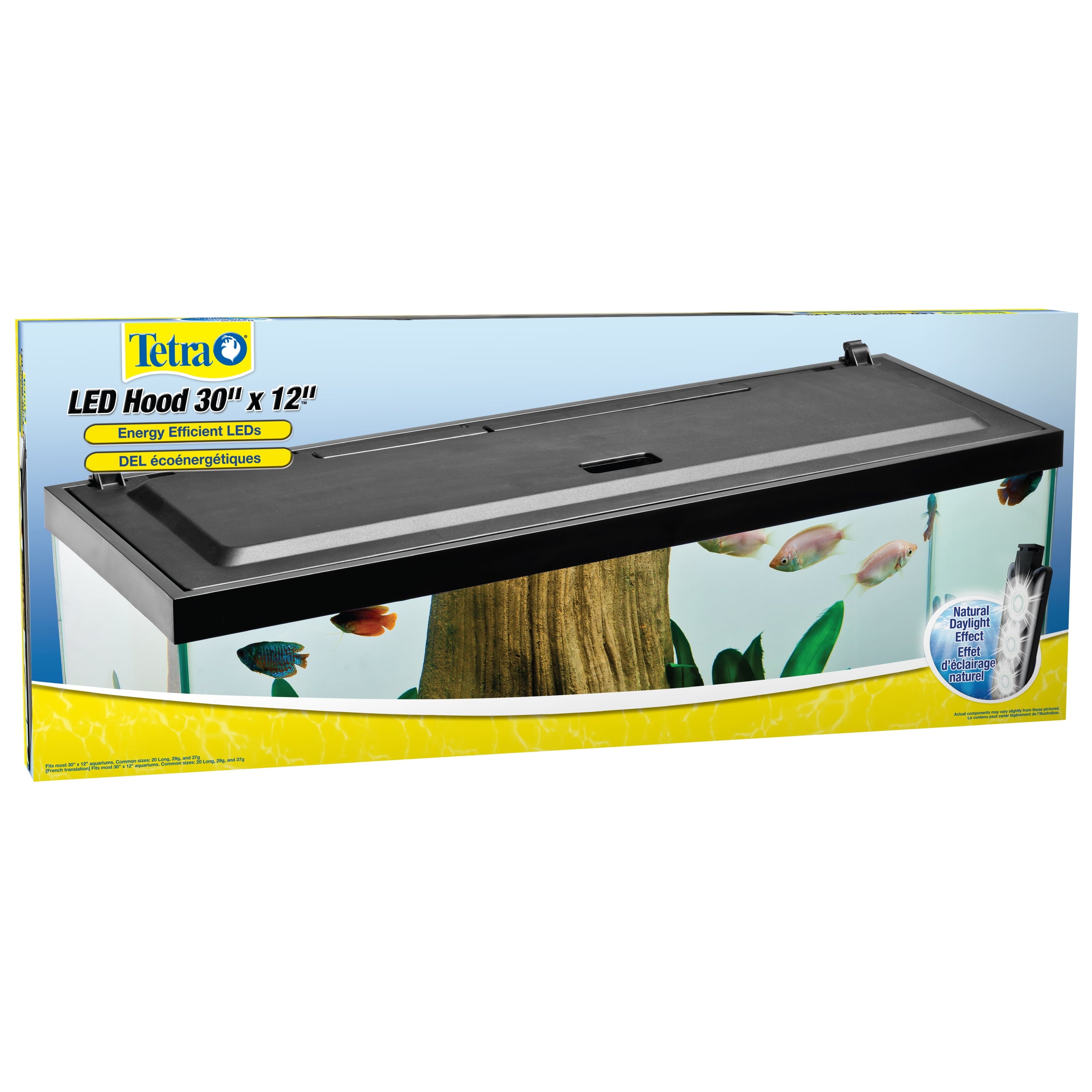 Tetra LED Hood 30 inches by 12 Inches， Low-Profile Aquarium Hood with Hidden Lighting