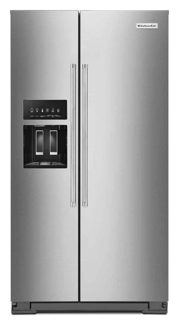 KitchenAid ADA 19.9 Cu. Ft. PrintShield Stainless Steel Counter-Depth Side-By-Side Refrigerator With Exterior Ice And Water Dispenser