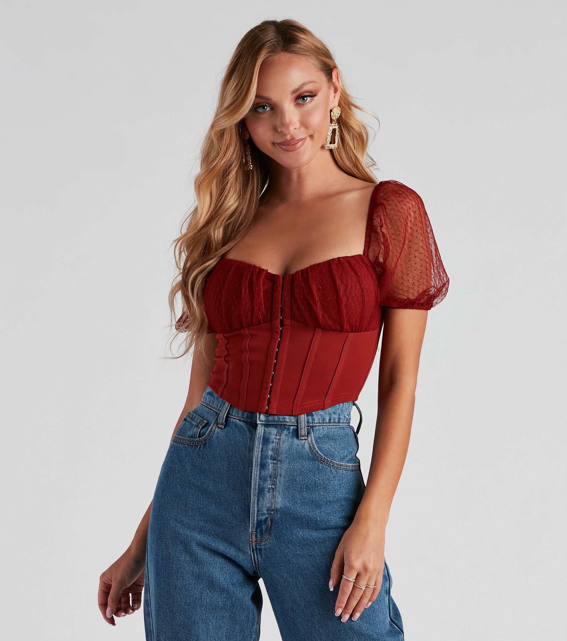 Total Sweetheart Puff Sleeve Corset Top