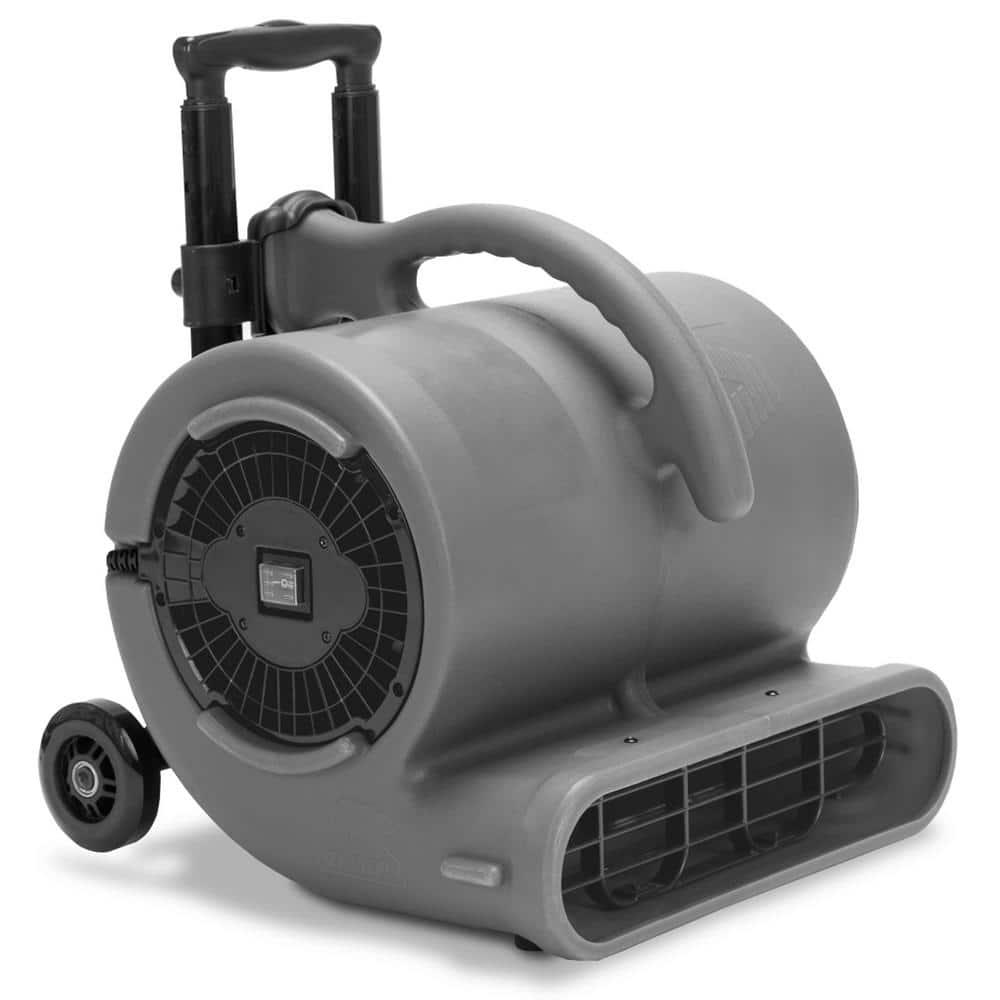 BAir 12 HP Air Mover for Janitorial Water Damage Restoration Stackable Carpet Dryer Floor Blower Fan with Handle Grey