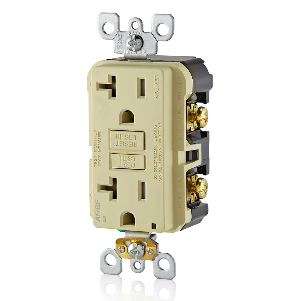 Leviton SmartlockPro Outlet 20A 125V Ivory AFCI/GFCI 2 Function Outlet ;