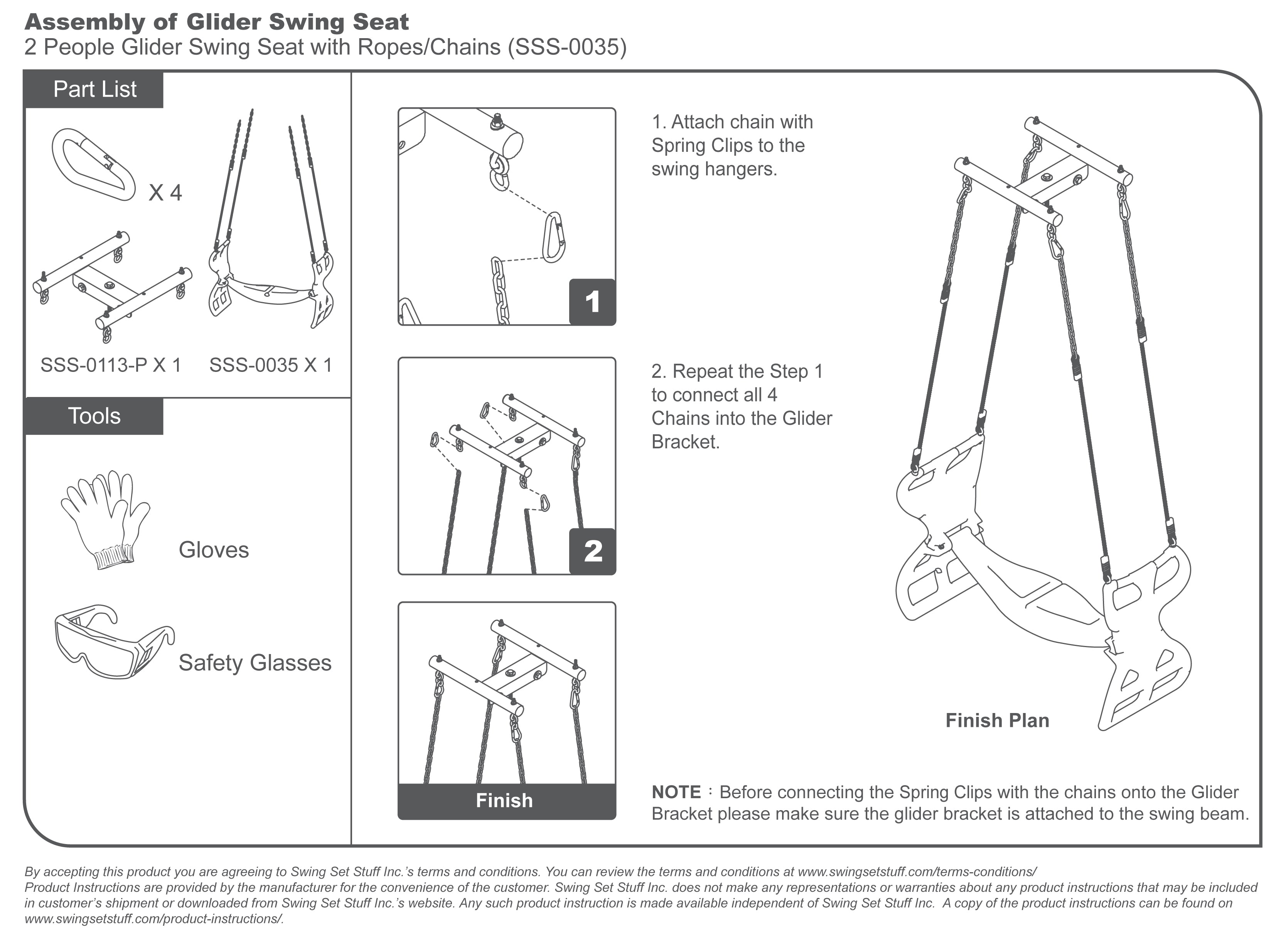 Swing Set Stuff Inc. Glider with Rope (Red)