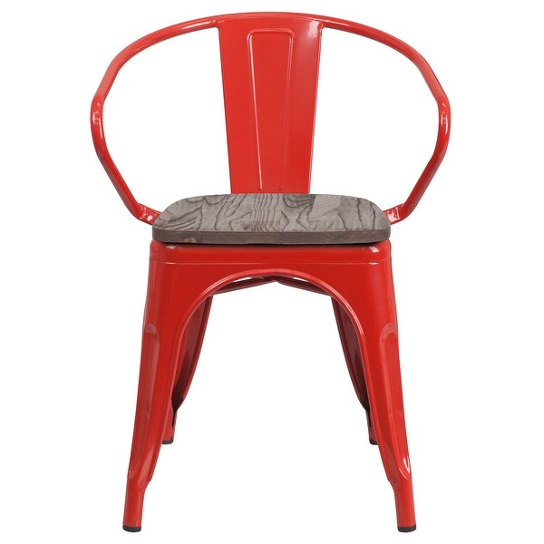 Metal Chair with Wood Seat and Arms