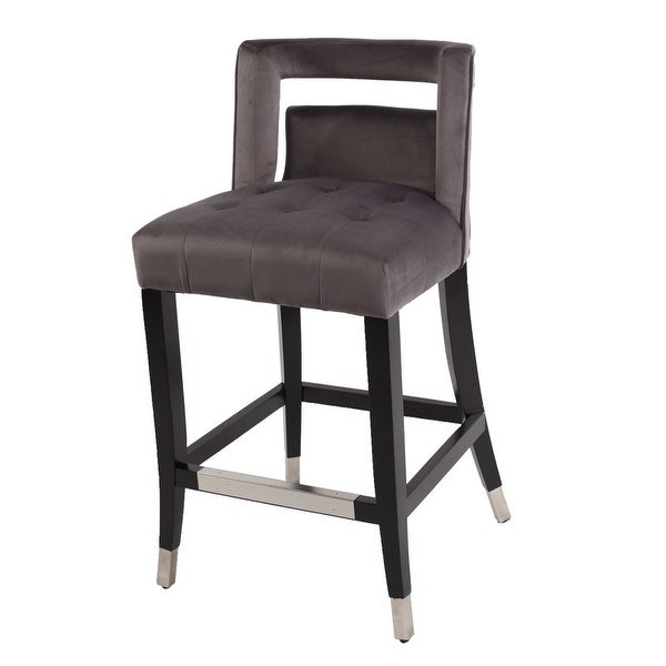 Suede Velvet Barstool with nailheads and backrest，Set of 2