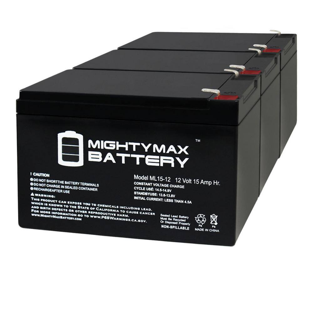 MIGHTY MAX BATTERY 12V 15AH F2 Replaces Razor 15165070 MX650 Dirt Rocket - 3 Pack MAX3536056