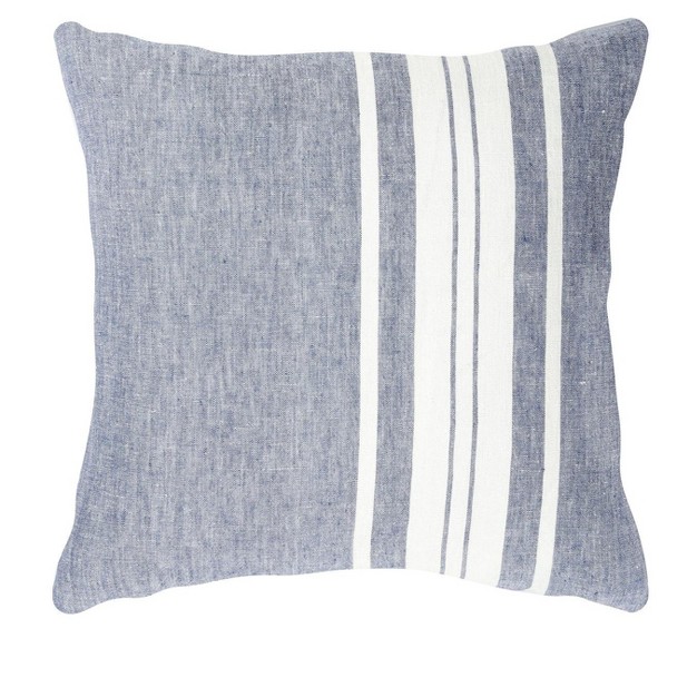 Chambray Blue Bold Stripes Down Alternative So Soft Linen Pillow