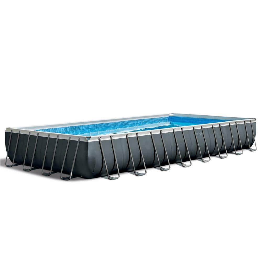 Intex Ultra XTR 32 ft. Rectangular 52 in. D Hard Side Pool Set with Deluxe Maintenance Kit 26373EH + 28003E