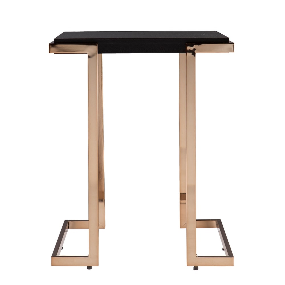 SEI Furniture Transitional Black Fabric Side Table