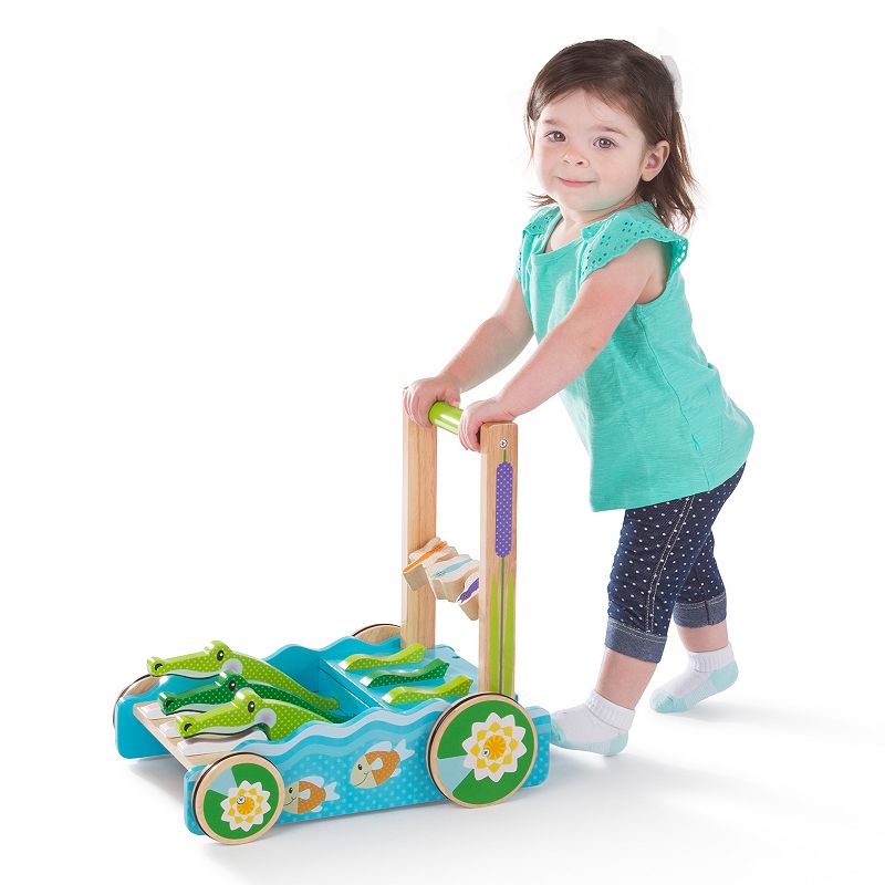 Melissa and Doug First Play Chomp and Clack Alligator Wooden Push Toy / Activity Walker