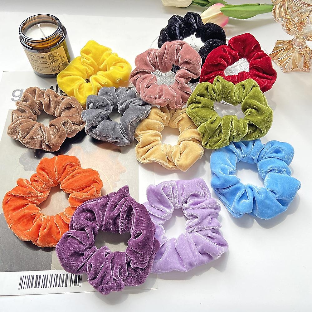 Pig Large Intestine Hair Circle Female Lovely Head Rope Set Korean Version Velvet Solid Color Cloth Circle Pearl Rubber Band Color Circle