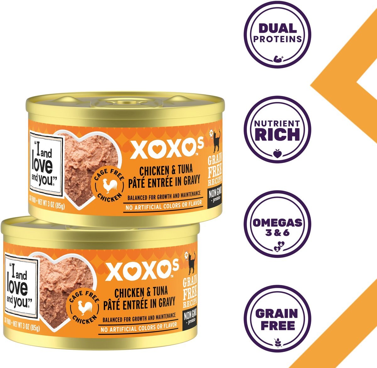 I and Love and You XOXO Chicken and Tuna Pate Grain-Free Canned Cat Food， 3-oz can， case of 24