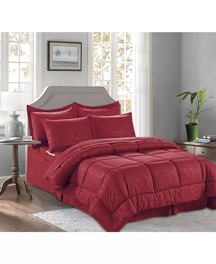 Elegant Comfort Bamboo Pinted 6 Pc. Comforter Set， Full Queen