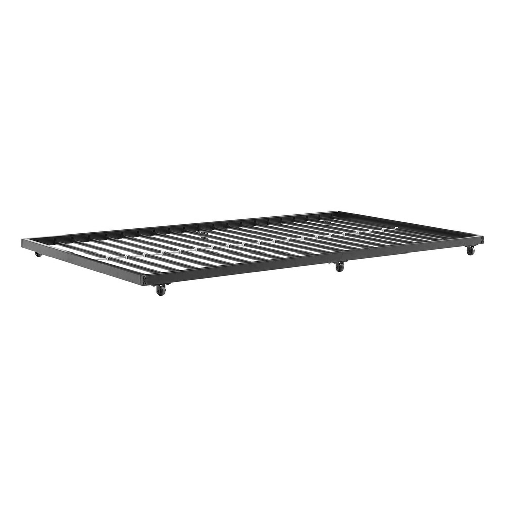 Middlebrook Metal Roll Out Twin Trundle Bed Frame   Black