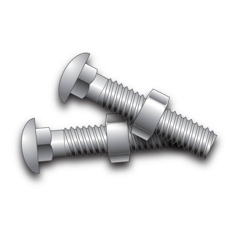 Everbilt 38 in. x 3 in. Galvanized Steel Carriage Bolt with Nut (10-Pack) 328504EB