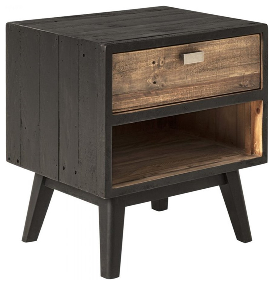 Home Square Storage End Table in Natural and Black   Set of 2   Midcentury   Side Tables And End Tables   by Homesquare  Houzz