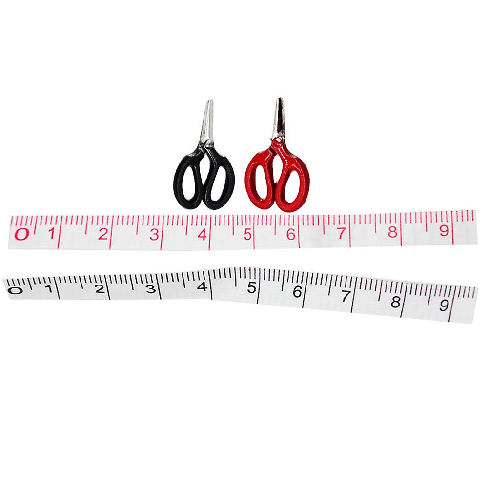 1 Set Dolls House Miniature Scissor Sewing Ruler Model Mini House Sewing Supplies