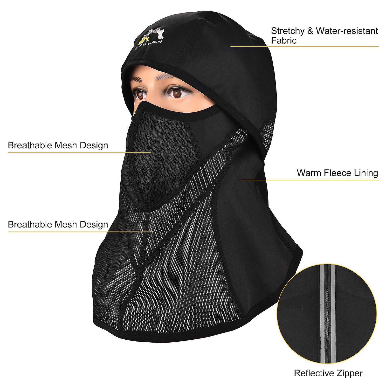 Windproof Winter With Reflective Zipper Women Men Water Resistant Thermal Fleece Full Face Cover For Skiing Snowboarding Motorcycling Riding Cycling N