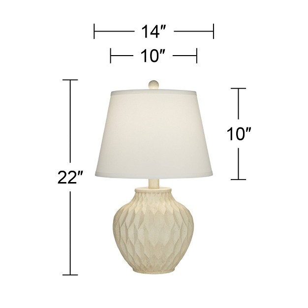 High Small Urn Farmhouse Rustic Modern Coastal Accent Table Lamp White Finish Single Living Room Bedroom Bedside