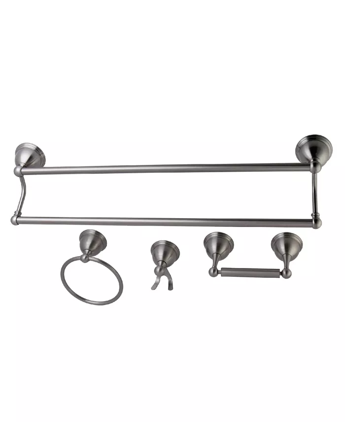 Kingston Brass Restoration 4-Pc. Dual Towel Bar Bathroom Hardware Set in Brushed Nickel