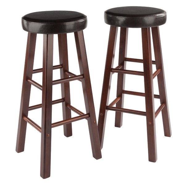 Maria Cushion Seat Bar Stools， 2-Pc Set， Espresso and Walnut