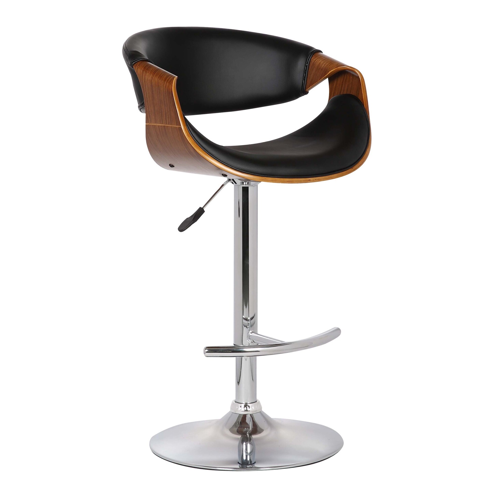 Mod Adjustable Black Faux Leather Swivel Bar Stool - 43 x 21 x 21