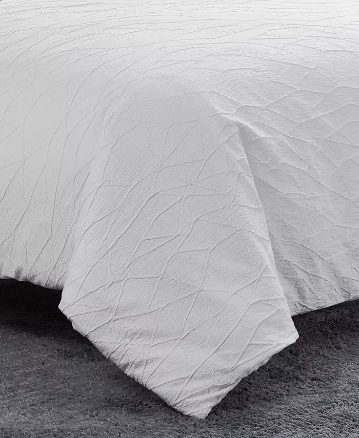 Vera Wang 3 Piece Abstract Crinkle Duvet Cover Set， Queen