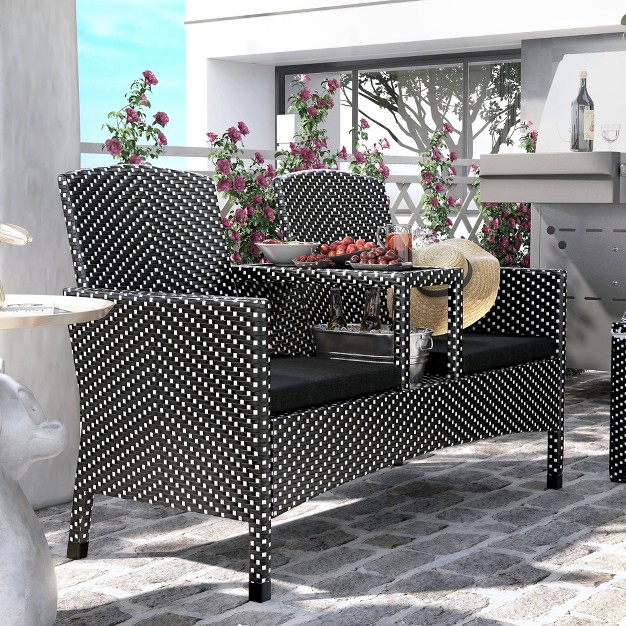 2pc Maksville Aluminum Patio Loveseat amp Storage Bench Mibasics