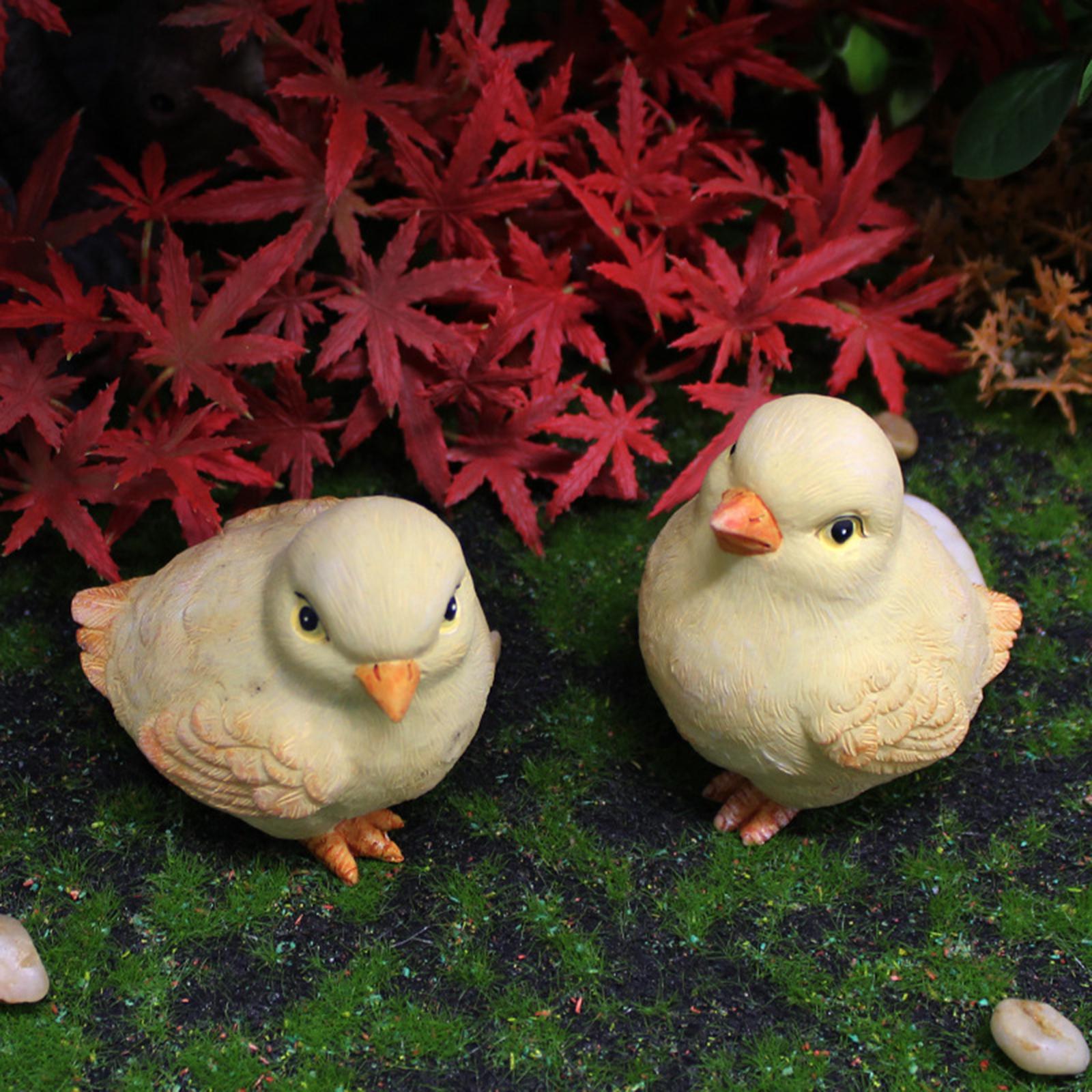 Simulation Garden Statues Chick Sculpture Lovely Figurines for Lawn 6.5x5.5x7.5cm