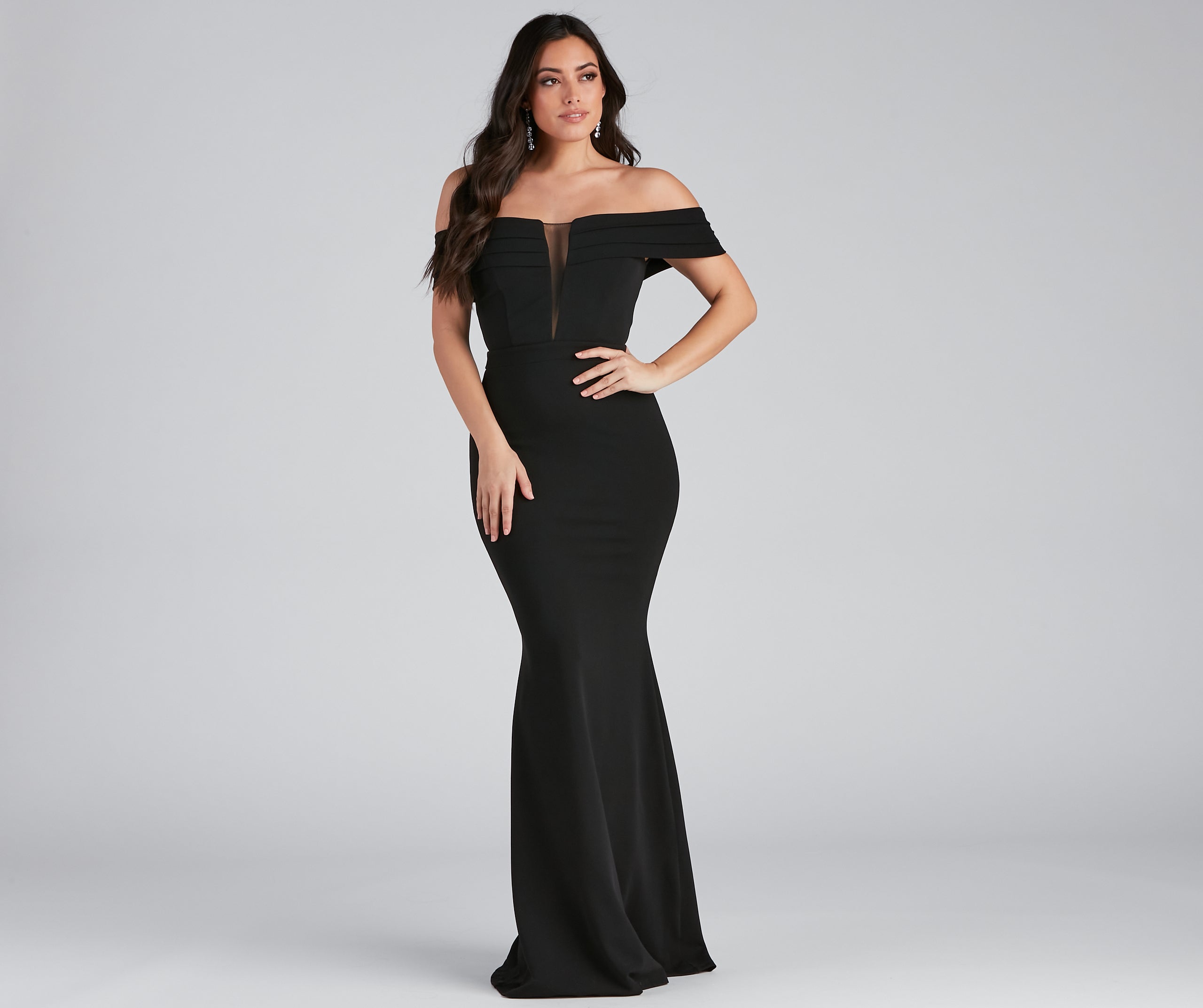 Olivia Formal Off The Shoulder Crepe Dress