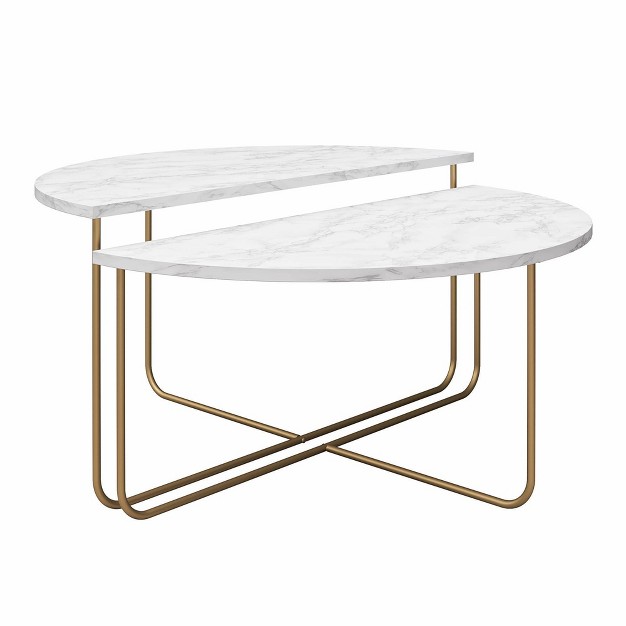 Athena Coffee Table White Marble Novogratz