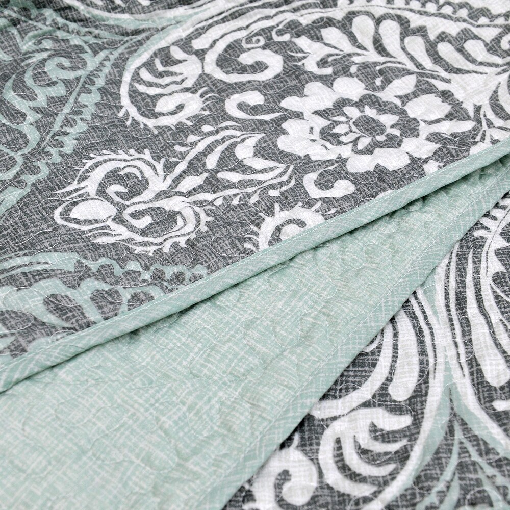 Home Soft Things 5 Piece Kingston Damask Printed Microfiber Quilts