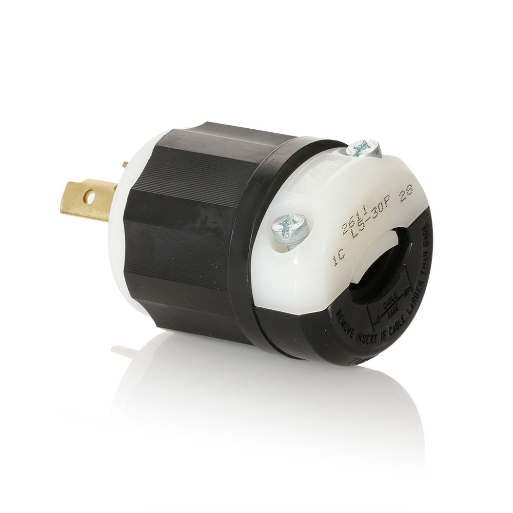 Leviton Locking Plug 30A 125V 2 Pole 3 Wire Black and White Nylon ;