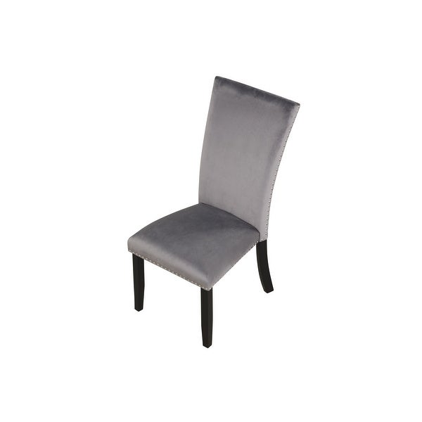 2-Piece Velvet Upholstered Dinging Chairs with Nailhead Trimmed