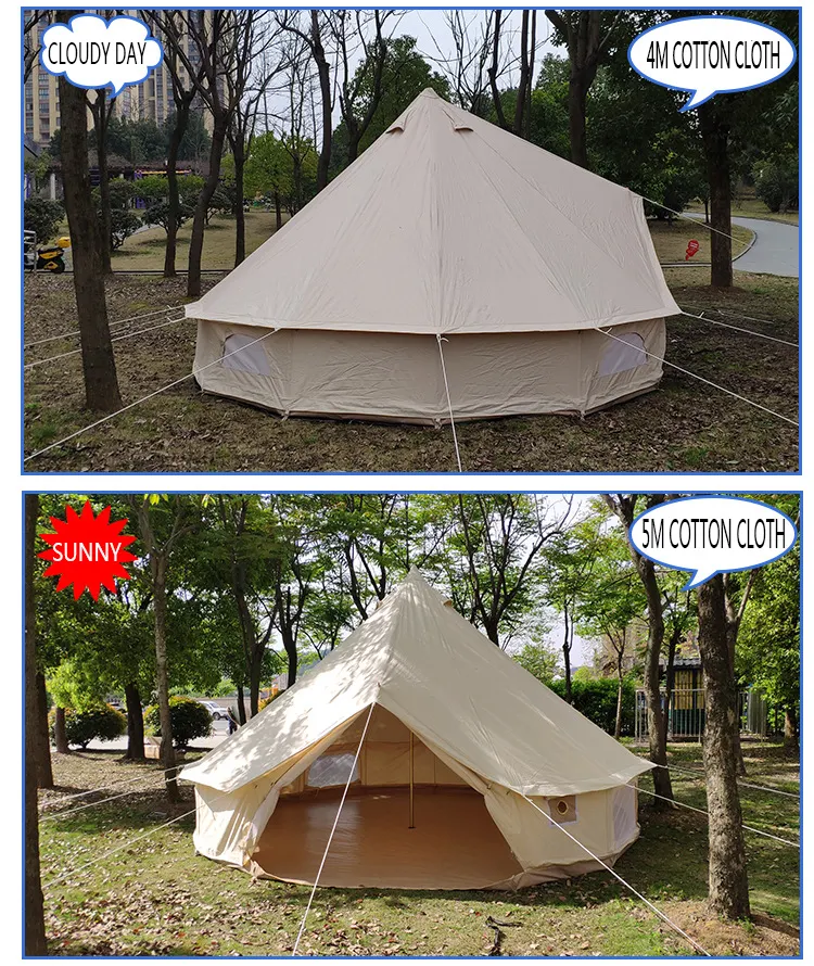 Hotel Outdoor Glamping Round Rainproof Windproof Flame Retardant Canvas Bell campingTent