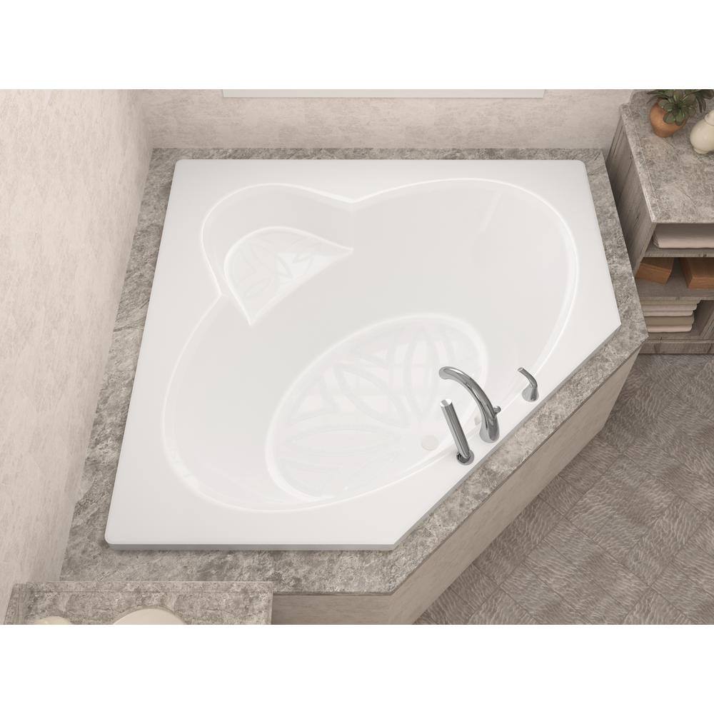 Universal Tubs Malachite 5 ft. Acrylic Center Drain Corner Drop-in Non-Whirlpool Bathtub in White HD6060SS