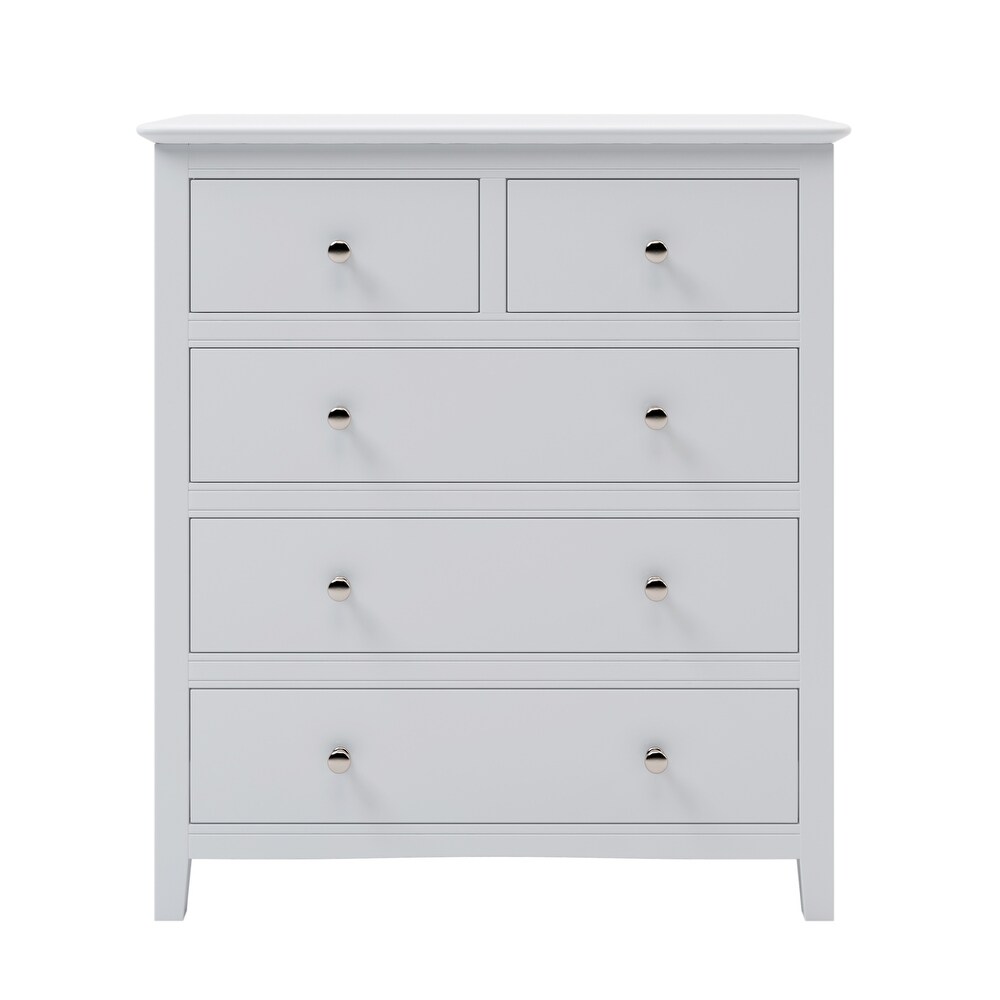 7 / 5 Drawers Solid Wood Dresser in White