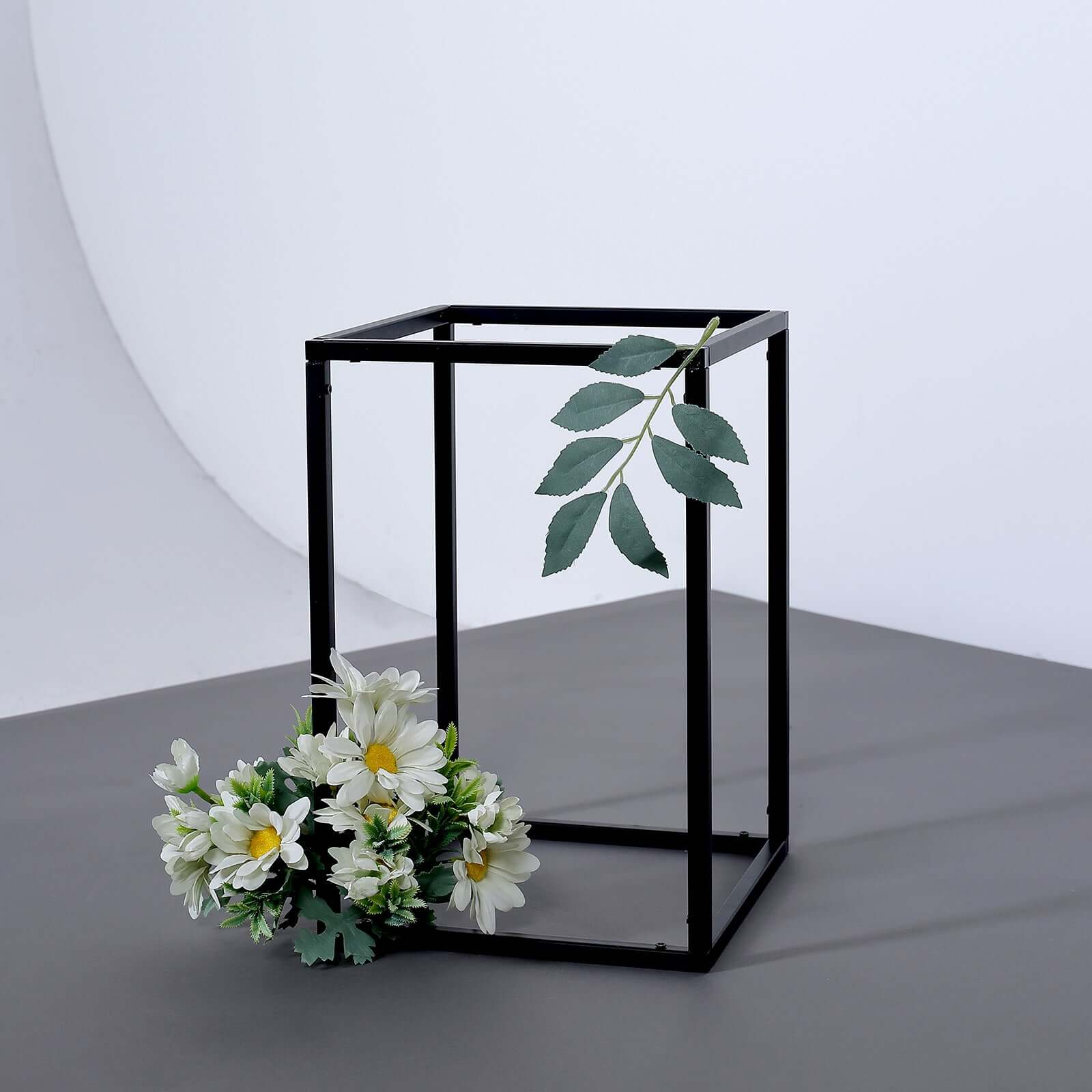 2 Pack Rectangular Matte Black Metal Wedding Flower Stand, Geometric Column Frame Centerpiece 12