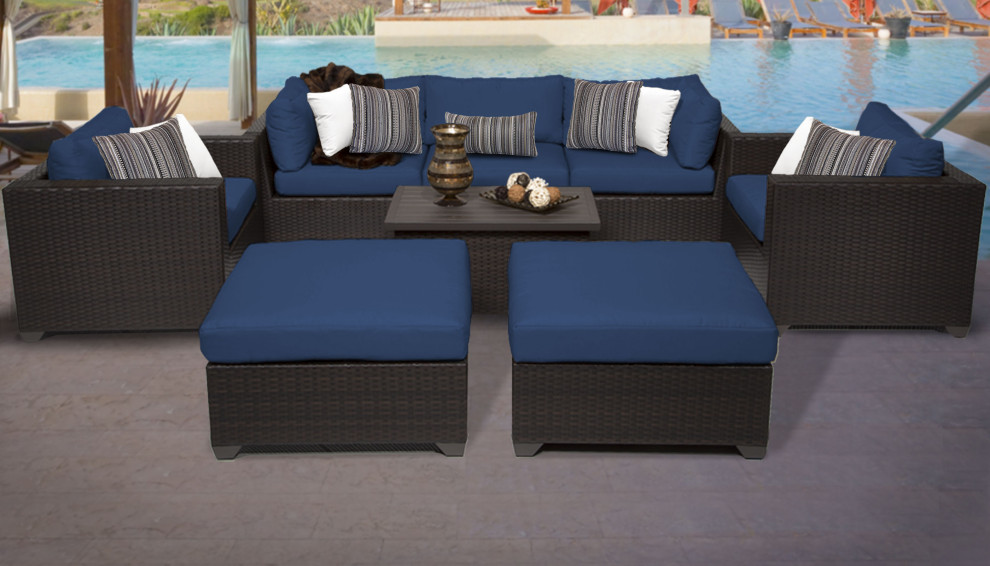 Belle 8 Piece Outdoor Wicker Patio Furniture Set 08a   Tropical   Outdoor Lounge Sets   by Homesquare  Houzz