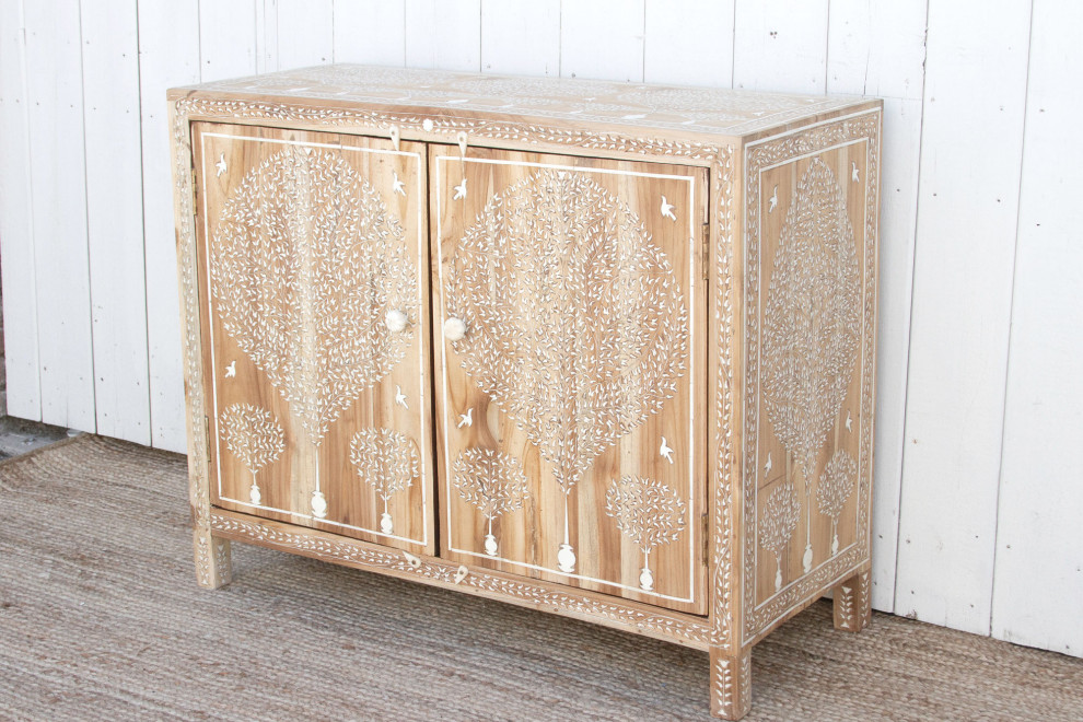 Finely Inlay Tree of Life Teak Buffet   Mediterranean   Accent Chests And Cabinets   by De cor  Houzz