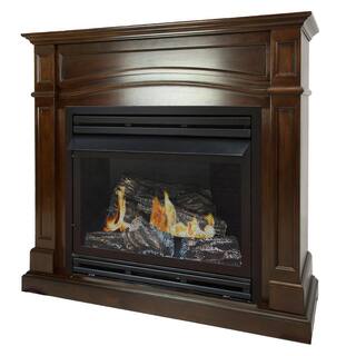 Pleasant Hearth 32000 BTU 46 in. Full Size Ventless Natural Gas Fireplace in Cherry VFF-PH32NG-2C1