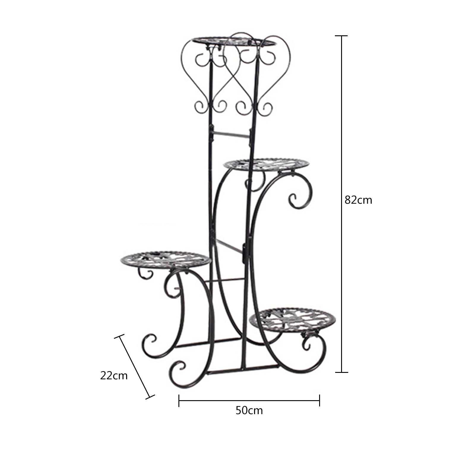 Miumaeov 4-Layer Round Stripe Panel Metal Plant Stand Flower Pot Rack Holder