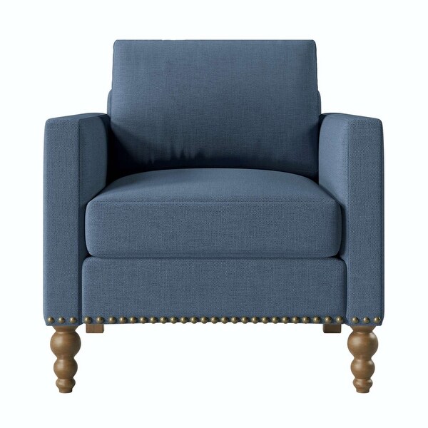 Classic Linen Armchair Accent Chair with Bronze Nailhead Trim