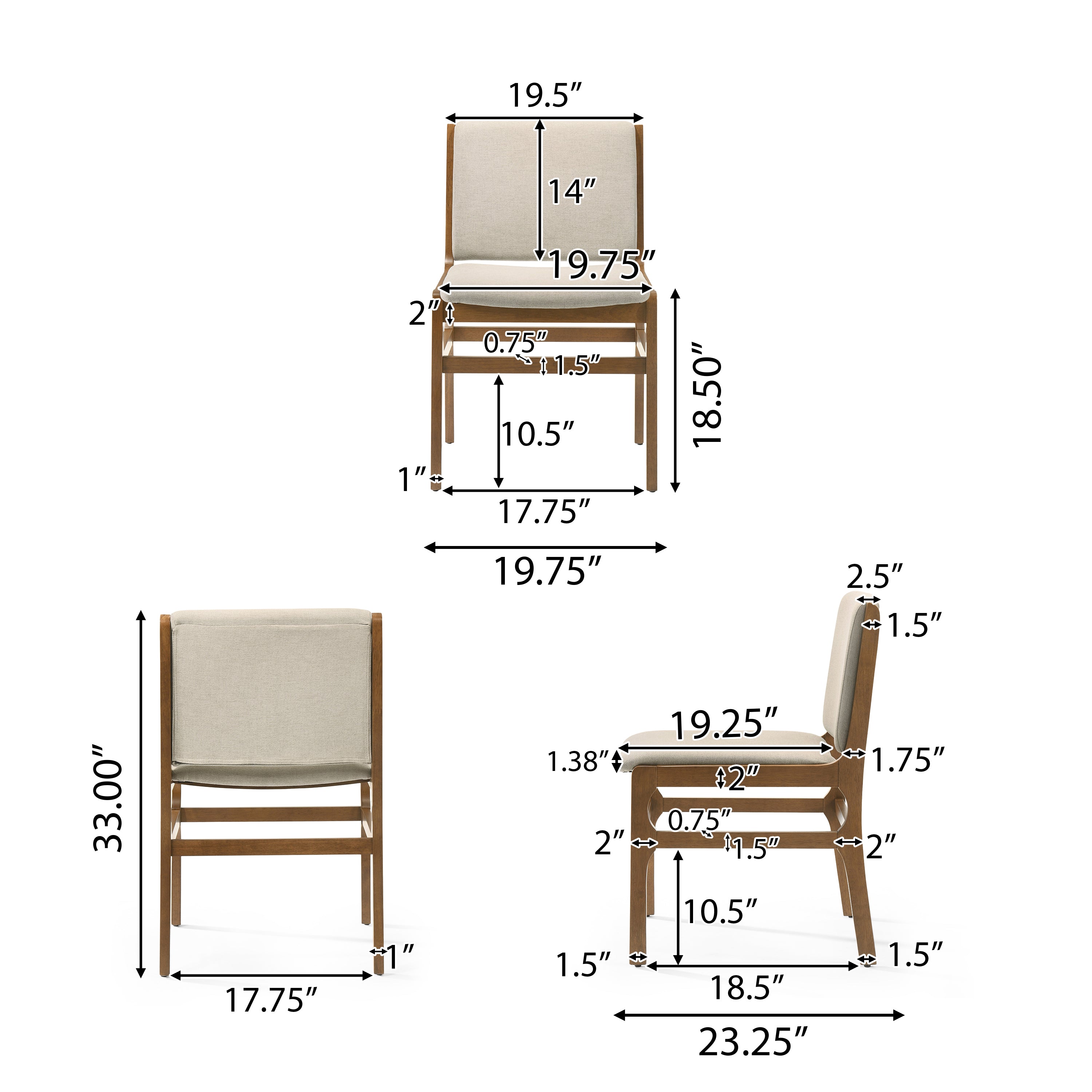 Galtin Contemporary Fabric Upholstered Wood Dining Chairs, Set of 6