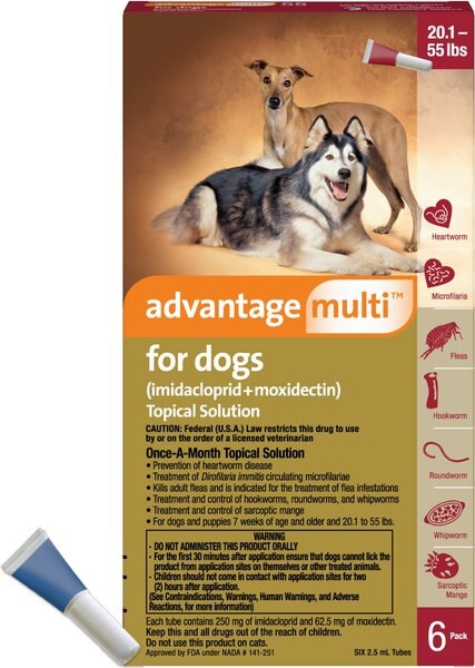 Advantage Multi Topical Solution for Dogs， 20.1-55 lbs， (Red Box)