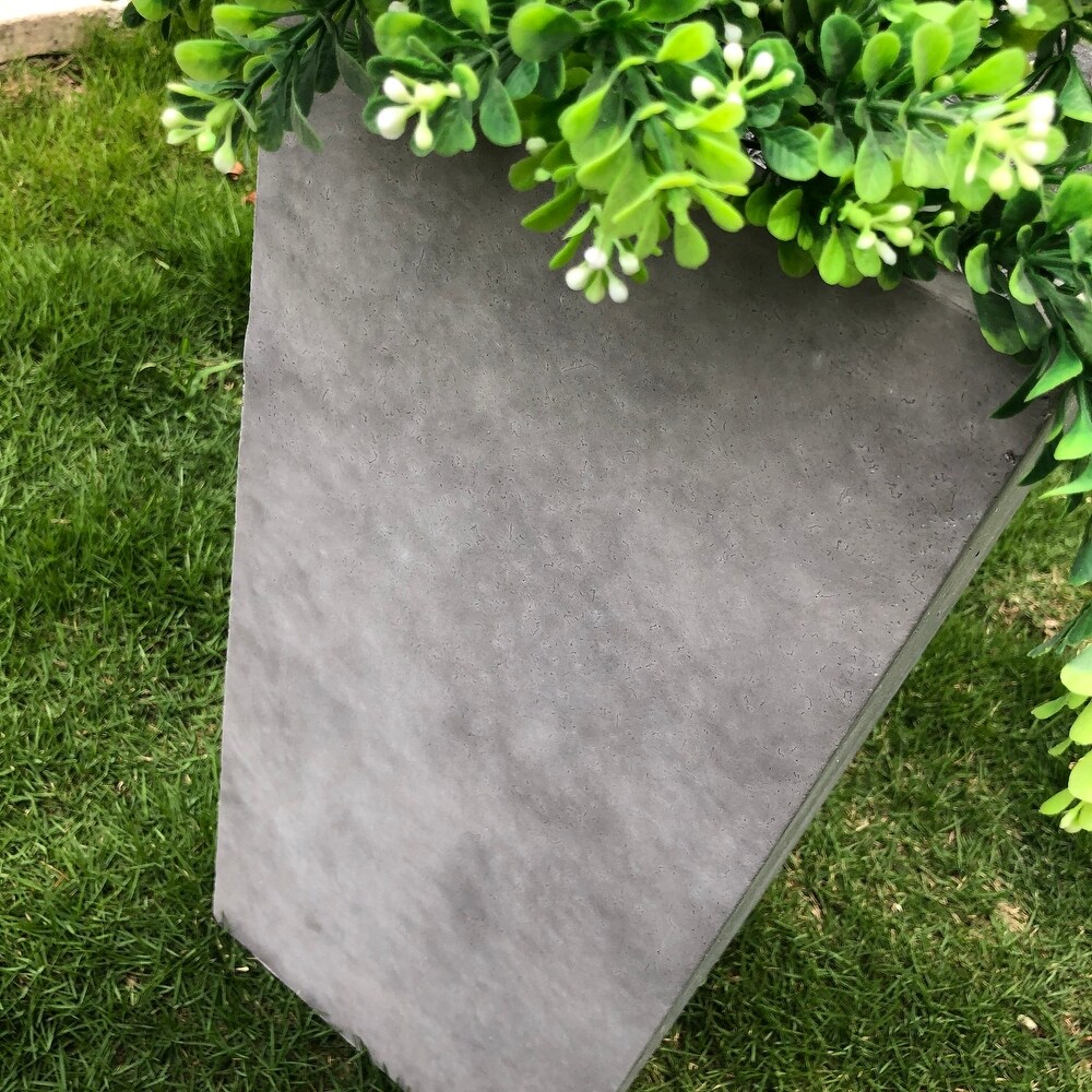 Kante Square Lightweight Concrete and Weather Resistant Fiberglass Indoor Outdoor Tall Planter with Drainage Hole