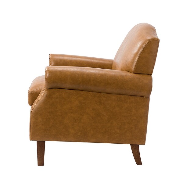 Giampiero Transitional Faux Leather Arm Chair with Nailhead Trim by HULALA HOME