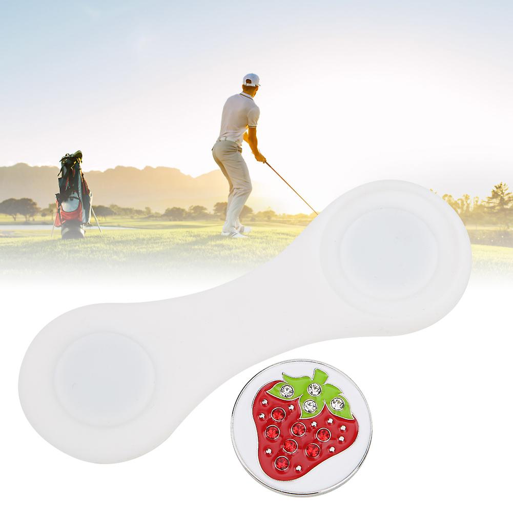 Silicone Compact Golf Ball Marker Fruit Pattern Hat Clip Cap Clamp Accessory Supplieswhite Strawberry